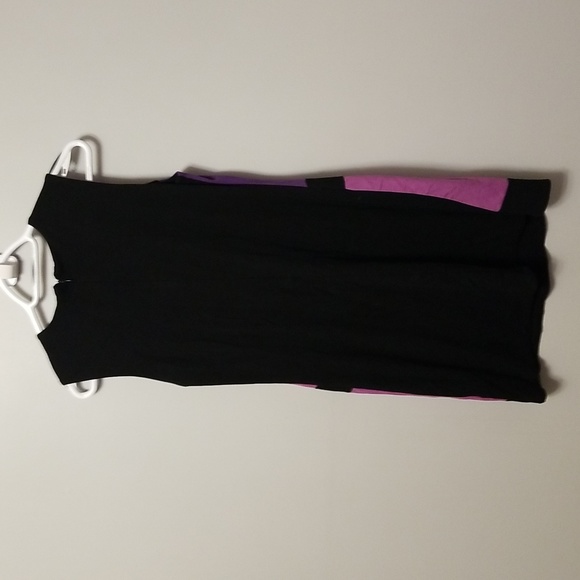 💥LAST CHANCE💥 SUZY SHIER PINK PURPLE ON BLACK COLOUR BLOCK DRESS SZ MED - Picture 3 of 4